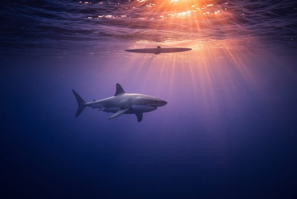 A drone filmmaker shares 13 minutes of great white sharks up close