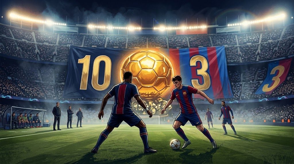 Paris Saint-Germain holds 10 of 30 world player award spots against Barcelona's 3
